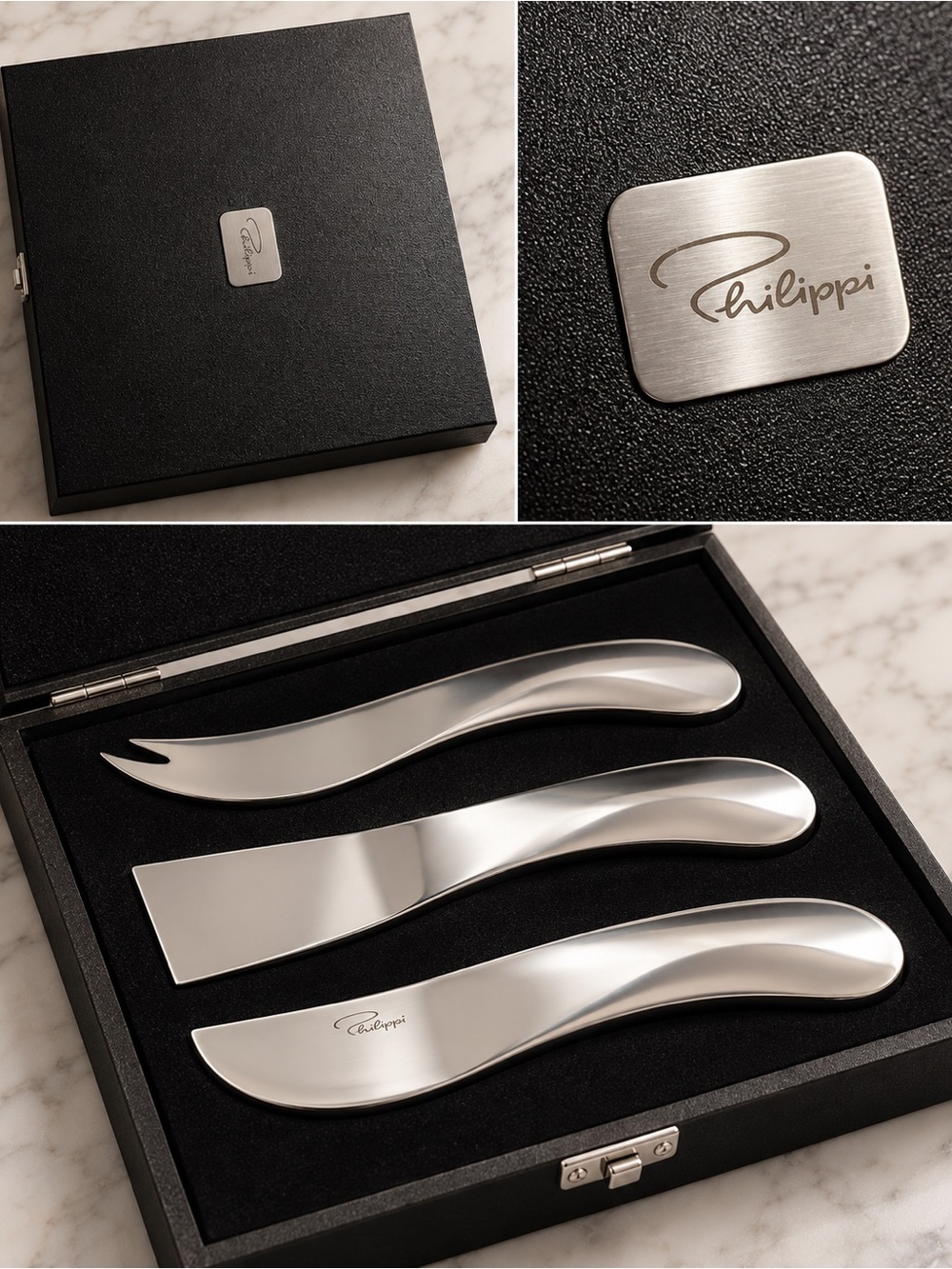 Stainless Steel 3-Piece Cheese Knife Set — Silver